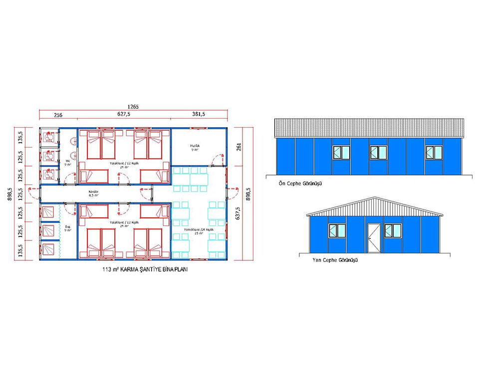 113 m2 Prefabrik &Scedil;antiye