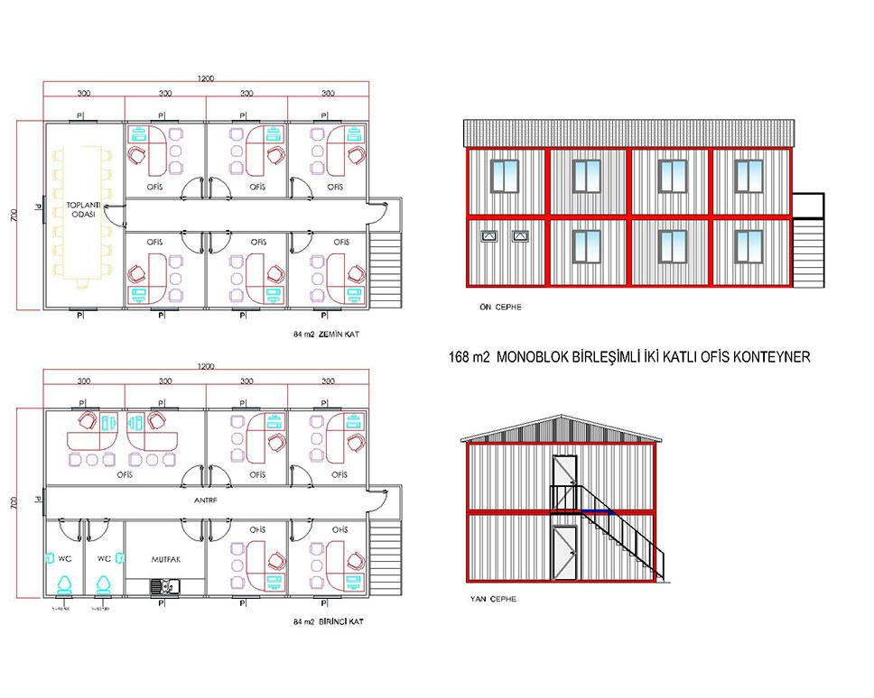 168 m2 Konteyner Ofis
