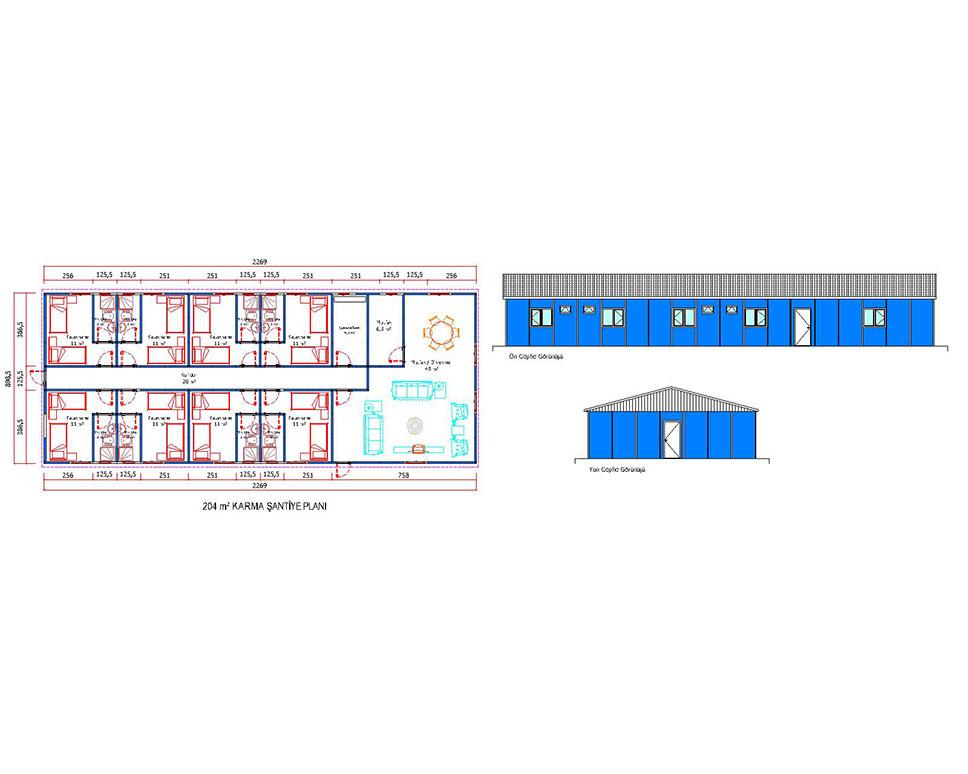 204 m2 Prefabrik &Scedil;antiye