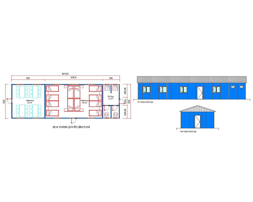 86 m2 Prefabrik &Scedil;antiye